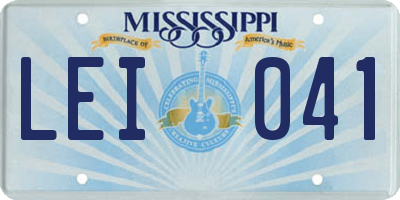 MS license plate LEI041