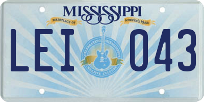 MS license plate LEI043