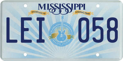 MS license plate LEI058