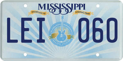 MS license plate LEI060