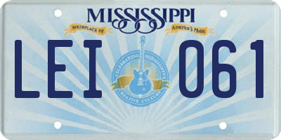 MS license plate LEI061
