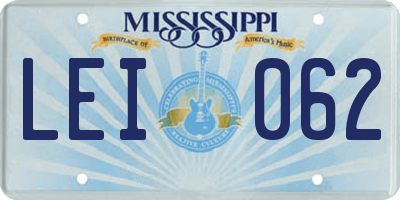MS license plate LEI062