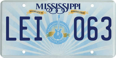 MS license plate LEI063
