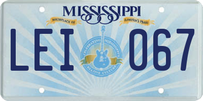 MS license plate LEI067