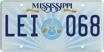 MS license plate LEI068