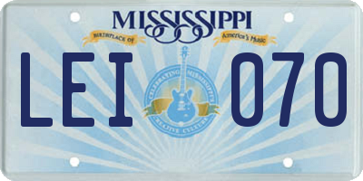 MS license plate LEI070