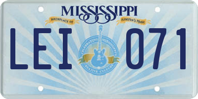 MS license plate LEI071