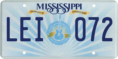 MS license plate LEI072