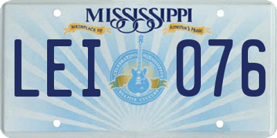MS license plate LEI076
