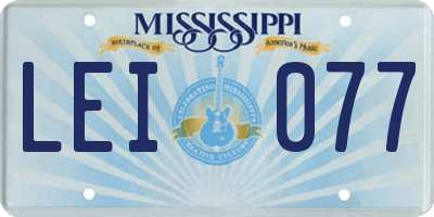 MS license plate LEI077