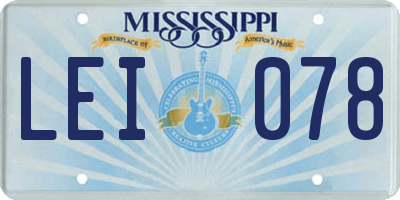 MS license plate LEI078