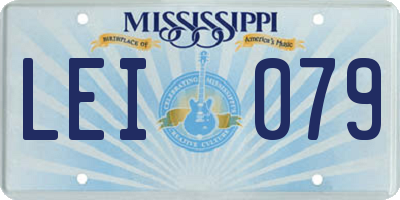 MS license plate LEI079