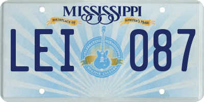 MS license plate LEI087