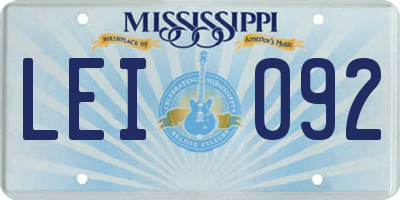 MS license plate LEI092