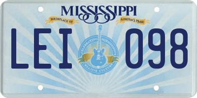 MS license plate LEI098