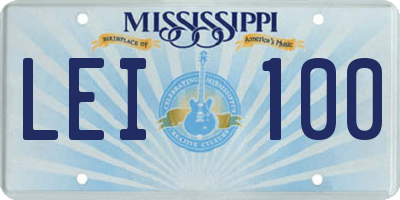 MS license plate LEI100