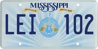 MS license plate LEI102