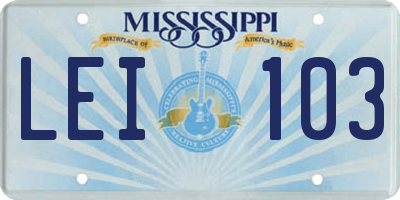 MS license plate LEI103