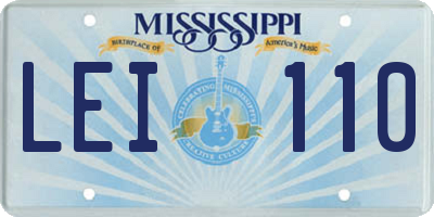 MS license plate LEI110