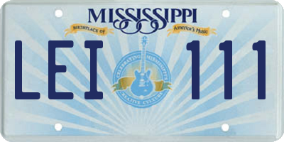 MS license plate LEI111
