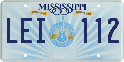MS license plate LEI112