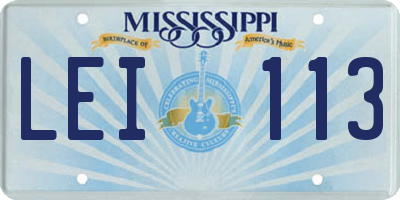 MS license plate LEI113