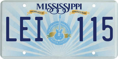MS license plate LEI115