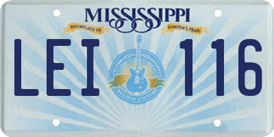 MS license plate LEI116