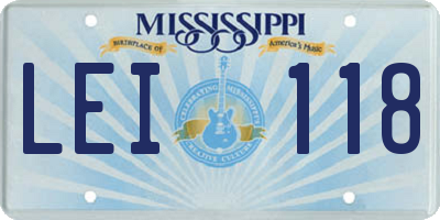 MS license plate LEI118