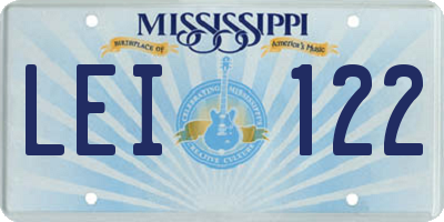 MS license plate LEI122