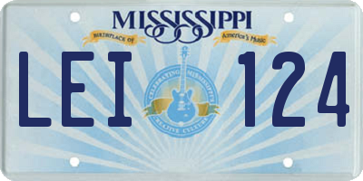 MS license plate LEI124