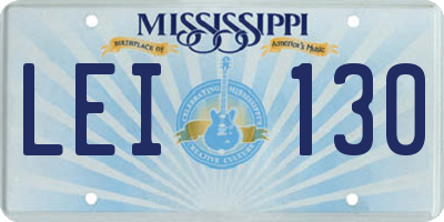 MS license plate LEI130