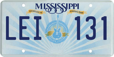 MS license plate LEI131