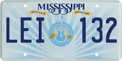 MS license plate LEI132