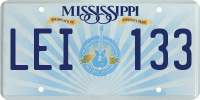 MS license plate LEI133