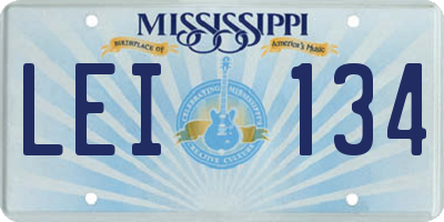 MS license plate LEI134