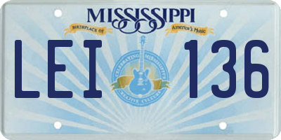 MS license plate LEI136