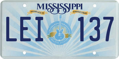 MS license plate LEI137