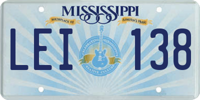 MS license plate LEI138
