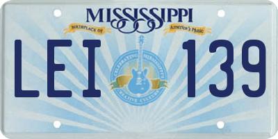 MS license plate LEI139