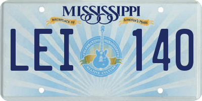 MS license plate LEI140