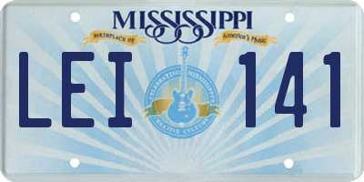 MS license plate LEI141