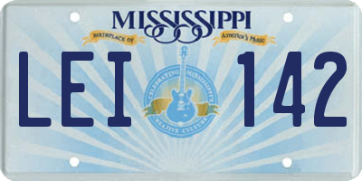 MS license plate LEI142