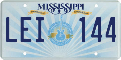MS license plate LEI144