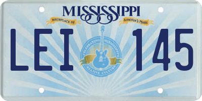 MS license plate LEI145