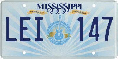 MS license plate LEI147