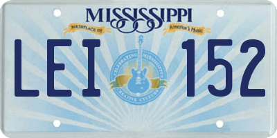 MS license plate LEI152