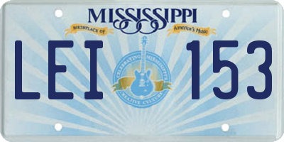 MS license plate LEI153
