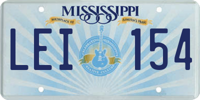 MS license plate LEI154