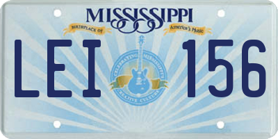 MS license plate LEI156